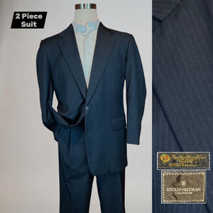 Hickey Freeman x Loro Piana 42-43L 38x29 Navy Feathered Stripe Classic Suit S120